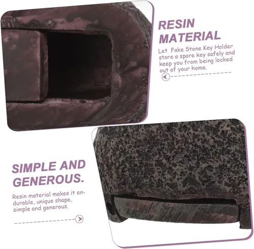 Miniatura 6 de Caja para llaves de piedra al aire libre, resistente a la intemperie, llavero de roca falsa, material duradero, jardín y almacenamiento discreto