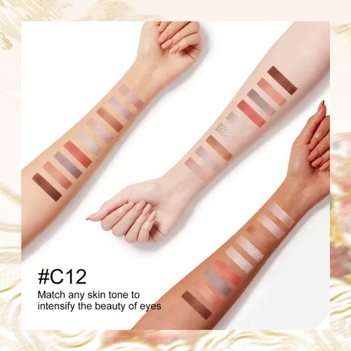 Miniatura 3 de Catkin Paletas de sombras de ojos 9 tonos mezclables Sombra de ojos suave de larga duración Maquillaje de ojos mate y purpurina Paletas de C12
