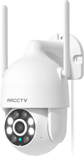 ARCCTV Cámara de seguridad 2K para exteriores, WiFi 2.4G/5G, grabación 24/7, PTZ 360° con seguimiento automático, seguimiento de movimiento, visión