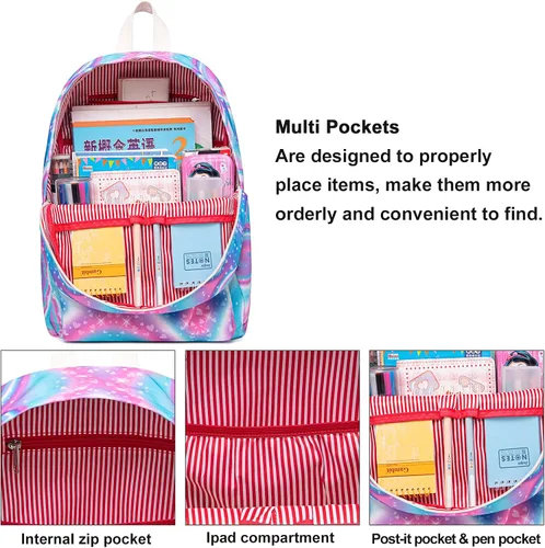 Miniatura 8 de CAMTOP Juego de morral y lonchera para niñas de preescolar y primaria