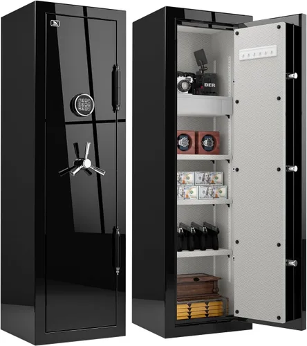 TIGERKING Caja fuerte grande ignífuga para el hogar, 8.12 pies cúbicos, diseño brillante de lujo, acero resistente de 203 libras, protección contra