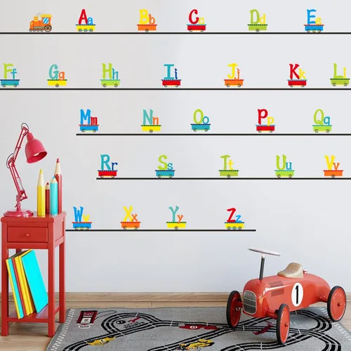 Miniatura 8 de Calcomanías de alfabeto para niños, alfabeto ABC, calcomanías de tren, calcomanías de pared de letras del alfabeto, calcomanías de pared