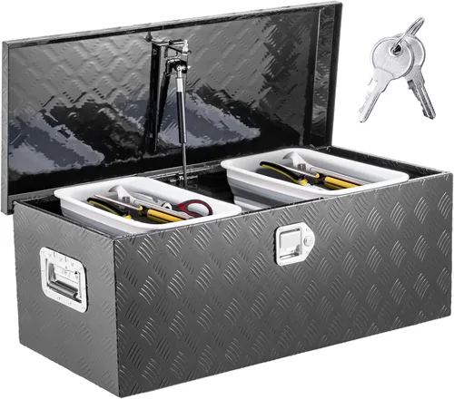 Caja de herramientas de aluminio de 39 pulgadas de largo x 15 pulgadas de ancho x 14 pulgadas de alto, cajas de herramientas resistentes con 2