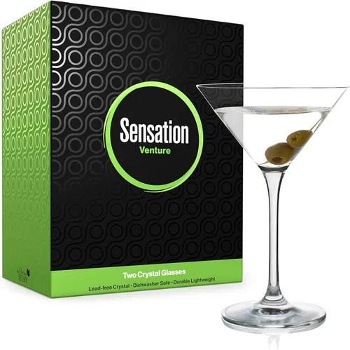 Season STORY Juego de vasos grandes de Martini de 2 a 9 onzas, vidrio moderno y único con tallo largo, juego de cristalería de tallo para beber