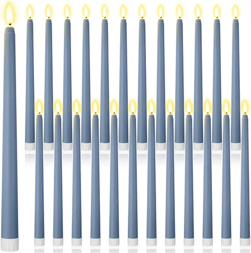 Miniatura 12 de Macarrie 24 Paquetes de Velas Cónicas Sin Llama Operadas con Batería Falsas de 11 Pulgadas de Largo Luz de Vela LED Sin Llama Parpadeantes Cónicas