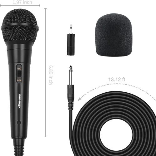 Miniatura 11 de Marengo Micrófono de Mano con Cable, Micrófono Vocal Dinámico Cardioide con Cable de 13 pies e Interruptor de Encendido/Apagado, Idealmente Adecuado