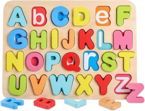 You&Xi - Rompecabezas de madera para niños de 3 a 4 años de edad, rompecabezas preescolares de aprendizaje del alfabeto..