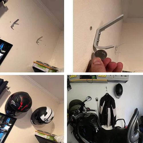 Miniatura 4 de Paquete de 4 soportes resistentes de aluminio para casco de motocicleta, estante de exhibición para chaqueta de motocicleta, colgador de pared