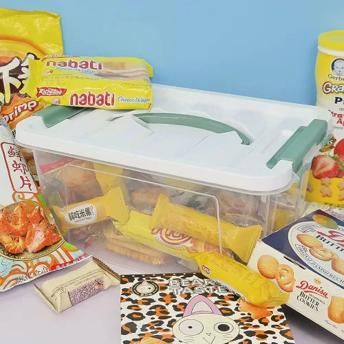 Miniatura 6 de Kiddream Paquete de 6 contenedores de almacenamiento de plástico transparente con tapas, contenedor de almacenamiento con pestillo