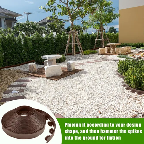 Miniatura 7 de Sasylvia Kit de bordes de paisaje de 1.5 pulgadas x 200 pies, bobina de borde sin excavación, incluye picos de anclaje, 10 conectores, borde