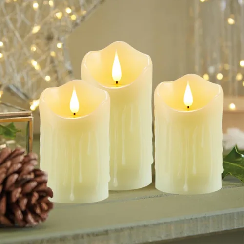 Miniatura 6 de Velas sin llama con batería recargable, velas parpadeantes con control remoto y temporizador, velas LED de pilar de cera real, velas LED