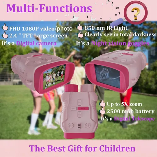 Miniatura 2 de Night Vision Goggles for Kids Boys and Girls, Christmas Birthday Gifts, Night Vision Binoculars Rosa