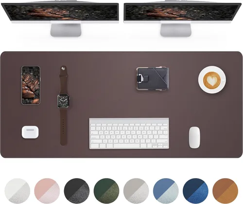 Miniatura 36 de Tapete protector para escritorio y mouse, antideslizante, de piel sintética, tapete impermeable de escritura para laptop, para oficina y hogar
