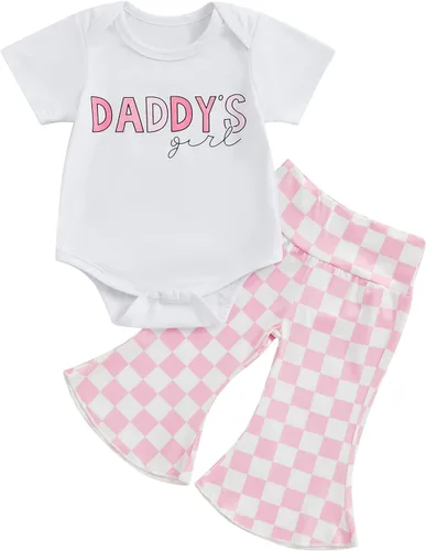 Miniatura 100 de Sejardin Ropa de verano para bebé y niña, recién nacida, manga corta, con letras, mameluco elástico con diadema