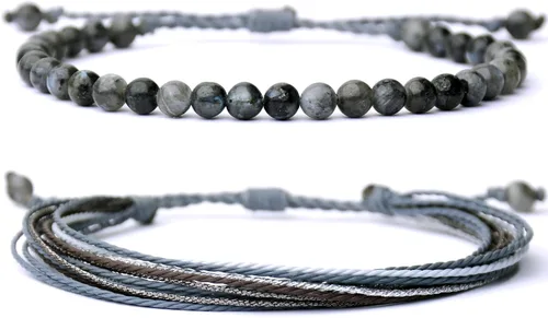 Miniatura 9 de Mezcla Vida Pulseras de cuentas de piedra natural para hombres y mujeres, unisex, ajustables, impermeables, juego de pulseras de cuerda para el día
