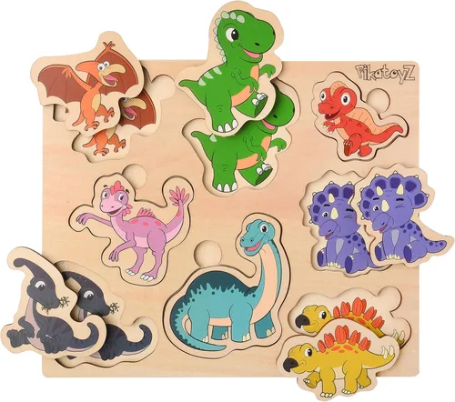 Miniatura 14 de Pikatoyz® Rompecabezas de madera para niños pequeños de 1 a 3 años - Juguetes educativos y de aprendizaje Montessori - Rompecabezas de madera
