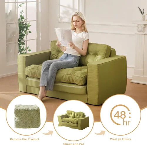 Miniatura 6 de YOSHOOT Sofá Cama Loveseat, Sofá Convertible de 55" Sofá Cama Sillón Futón para Sala de Estar, Sofá de Piso Extraíble 3 en 1 con Respaldo y verde