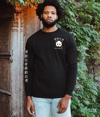 Miniatura 2 de Riot Society - Playera estampada de manga larga con bordado a la moda para hombre