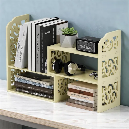 Miniatura 9 de YGYQZ - Estante de almacenamiento de oficina, organizador de escritorio, suministros de escritorio, lindo tocador, organizador ajustable y Negro