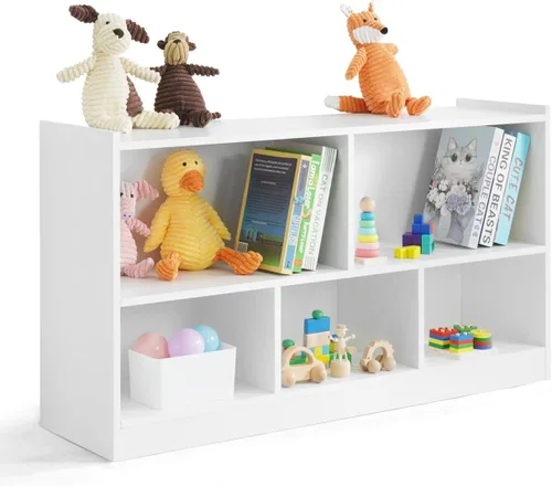 Miniatura 3 de CAPHAUS Organizador de almacenamiento de juguetes con compartimentos abiertos para niños, 44.1 x 11.8 x 24.2 pulgadas, blanco, organizadores