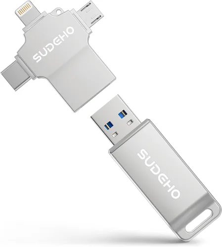 Miniatura 12 de Memoria USB USB con certificación MFi para iPhone, memoria externa 4 en 1 para ahorro de video y copia de seguridad (rosa rosa, 256 GB)