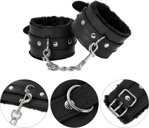 Miniatura 4 de Rbenxia 12 piezas de kits de restricciones BDSM Bondage para el sexo, esposas de fetiche, esposas de tobillo, collar, venda para los ojos, látigo