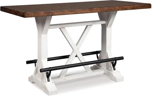 Signature Design by Ashley Valebeck - Mesa de comedor de altura de mostrador de 36 pulgadas estilo rústico de granja de dos tonos – Marrón/Blanco