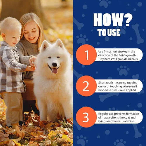 Miniatura 7 de EasyGroomer - Cepillo para quitar pelaje para perros y gatos, herramienta azul para mascotas grandes y pequeñas, elimina la suciedad, el pelo