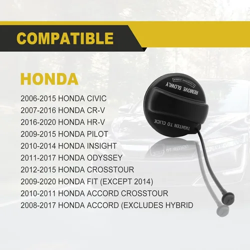 Miniatura 6 de Tapa de gasolina compatible con Honda Civic, Accord, Crosstour Fit Pilot CRV Odyssey Insight HRV 2007-2020, sustituye al equipo original 17670 T3W