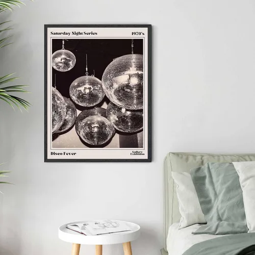 Miniatura 6 de Arte de pared de moda en blanco y negro retro de los años 70, Saturday Night Disco Fever Magazine, póster de revista Funky Feminist Bar Cart