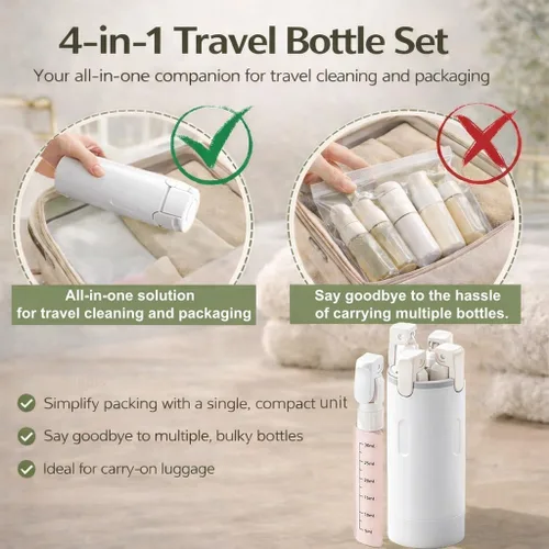 Miniatura 3 de Dispensador de viaje 4 en 1, paquete de 4 botellas de viaje de 1.0 fl oz para artículos de tocador, recipientes de tamaño de viaje a prueba
