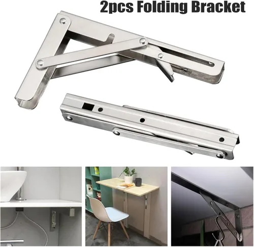 Miniatura 3 de SBTRKT 2 piezas de acero inoxidable plegable soporte de mesa soporte estante banco 440.9 lbs carga pesada Repisas Flotantes Mesa plegable
