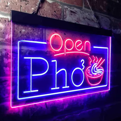 Miniatura 3 de ADVPRO Open Pho Vietnam Fideos Shop Letrero de neón LED de doble color, azul y rojo, 16 x 12 pulgadas st6s43-i3655-br