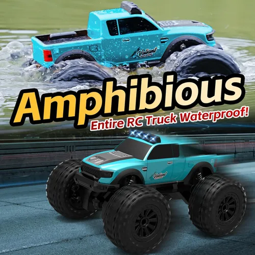 Miniatura 2 de KB KAIBO 8816 Auto de control remoto anfibio 1:12 con dirección proporcional completa, totalmente impermeable, todo terreno, camión monstruo RC