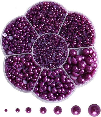 Miniatura 22 de 5700 piezas de medias perlas coloridas para manualidades, perlas de uñas para manualidades, accesorios de bricolaje, perlas de espalda plana