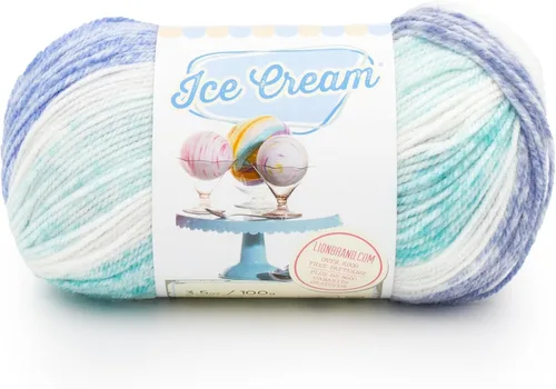 Miniatura 62 de Lion Brand Yarn, Hilo para Bebé Ice Cream para tejer, ganchillo y manualidades, Baseball Nut, 1 paquete, fibra acrílica colorida de peso DK