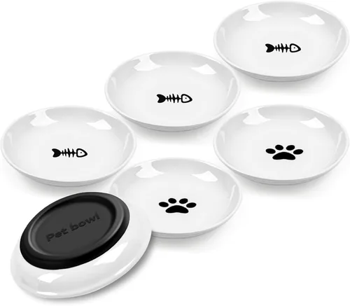 Cuencos para gatos, sin derrames, con bigote y fatiga para gatitos, con silicona antideslizante, platos de cerámica para gatos, agua y húmedos y