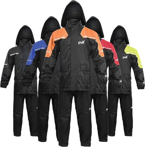 Miniatura 11 de HWK Traje de lluvia para motocicleta para hombres y mujeres, equipo de lluvia para motocicleta impermeable de dos piezas con chaqueta y pantalones