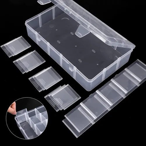 Miniatura 3 de SGHUO Paquete de 3 cajas organizadoras de plástico grandes de 15 rejillas, 15 compartimentos con divisores para caja de aparejos, cuentas, cinta