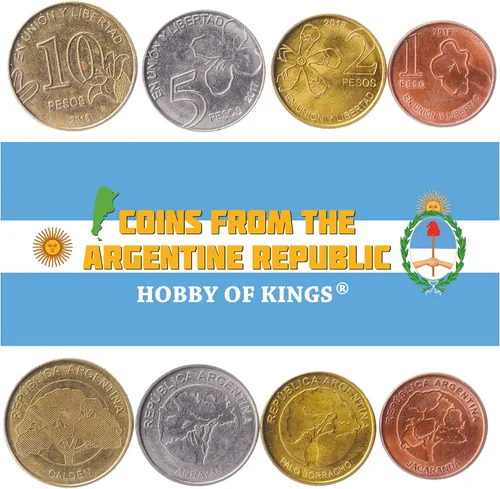Miniatura 2 de 3 Monedas de Argentina Colección Argentina de Monedas 1 5 10 Pesos Circulado 2017-2020 Jacaranda Jacaranda Caldenia Arrayan