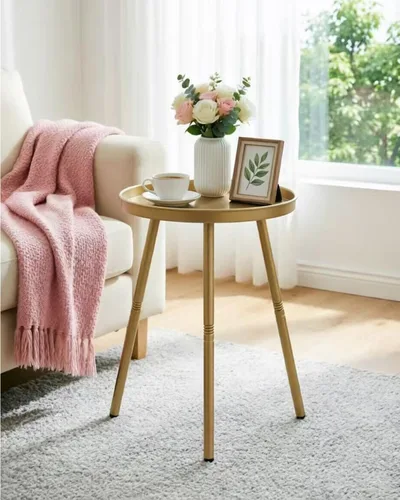 Miniatura 9 de AOJEZOR Mesa auxiliar: mesa auxiliar para cualquier habitación - Mesas auxiliares pequeñas para espacios pequeños, todo negro mate con 3 patas
