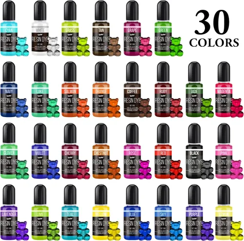 Miniatura 2 de Pigmento de resina epoxi – 30 colores concentrados de resina epoxi líquida, colorante de resinas translúcidas para hacer joyas de resina, pintura