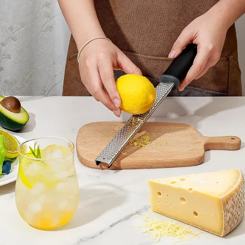 Miniatura 7 de Koythin Zester, rallador de limón y queso con cepillo, herramienta de cocina resistente para rallar cítricos, queso parmesano, chocolate, jengibre