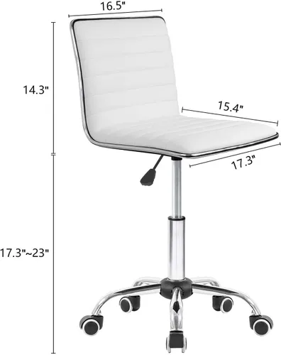 Miniatura 2 de Homall Moderno escritorio de oficina con respaldo bajo ajustable y acanalado sin brazos para escritorio de oficina giratorio de cuero con ruedas