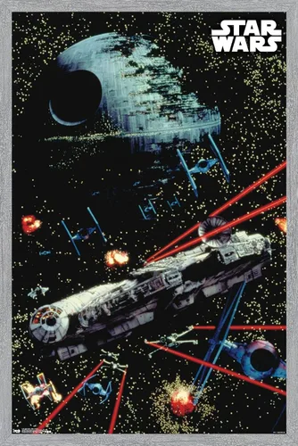 Miniatura 8 de Trends International Star Wars: Saga - Póster de pared de batalla espacial, 14.725 x 22.375 pulgadas, versión enmarcada de madera de granero