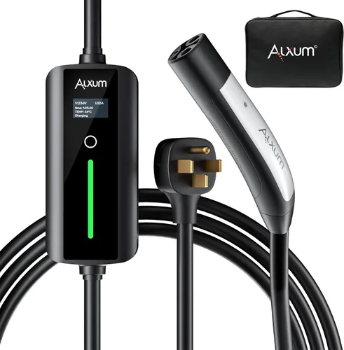 Alxum Cargador Tesla de Nivel 2 - Cargador Portátil Tesla de 32 Amperios con Cable de 16.4 pies para Hogar y Exterior, Conector Móvil con Enchufe