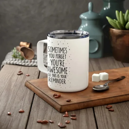 Miniatura 4 de Hyturtle Taza de motivación con cuchara, regalos para hombres, mujeres en cumpleaños de Navidad, acero inoxidable aislado de 12 onzas, regalos