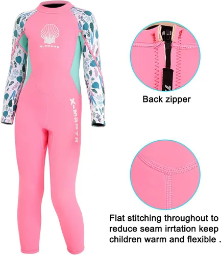 Miniatura 3 de Traje de neopreno completo para niños de 0.098 pulgadas (0.098 in), protección UV, mantiene el calor, trajes de neopreno de manga larga para Rosa