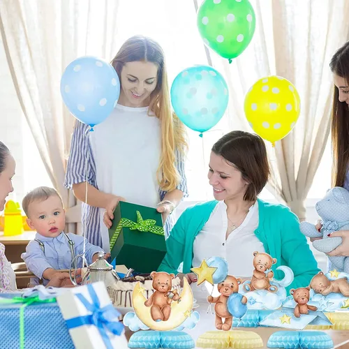 Miniatura 7 de 9 piezas de centro de mesa de oso para baby shower para niños, decoración de fiesta de niños, recortes de globos de oso pequeño, decoración de mesa