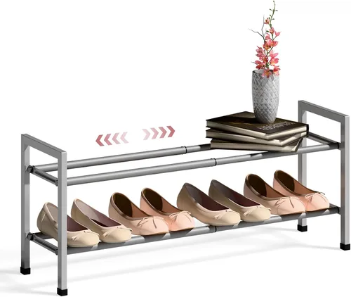 Miniatura 26 de Bumusty Zapatero expandible de 2 niveles para armario, zapatero ajustable de 18 a 33 pulgadas para espacios pequeños, organizador de zapatos pequeño